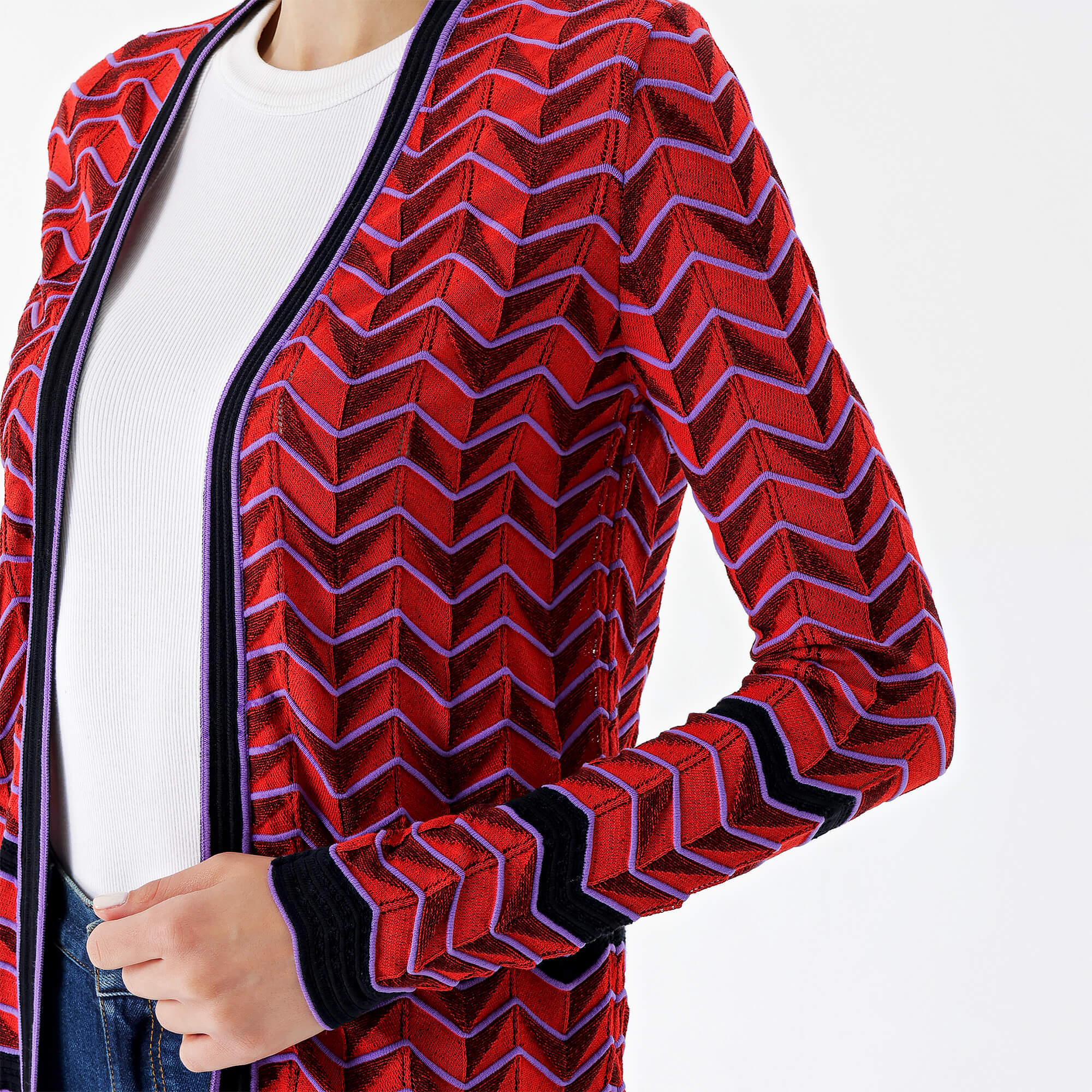 Missoni - Red&Purple&Black Zigzag Cardigan